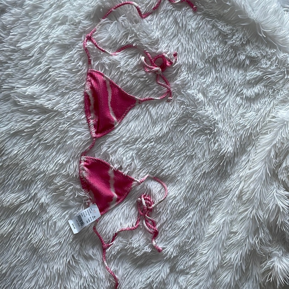 Pink tie Bikini Top